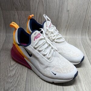 Nike White Pink Navy Orange Air Max 270 Sneakers